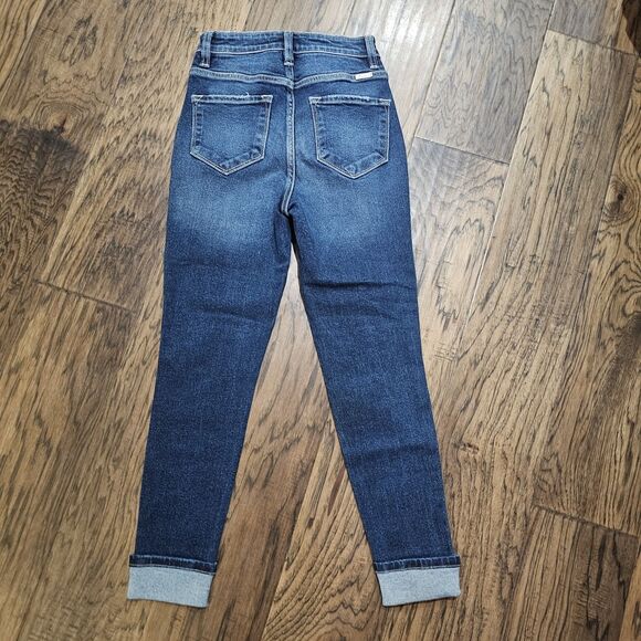 Kancan Skinny Jeans Womens Size 25 Dark Blue Denim Distressed, Style KC9181D - Picture 4 of 5